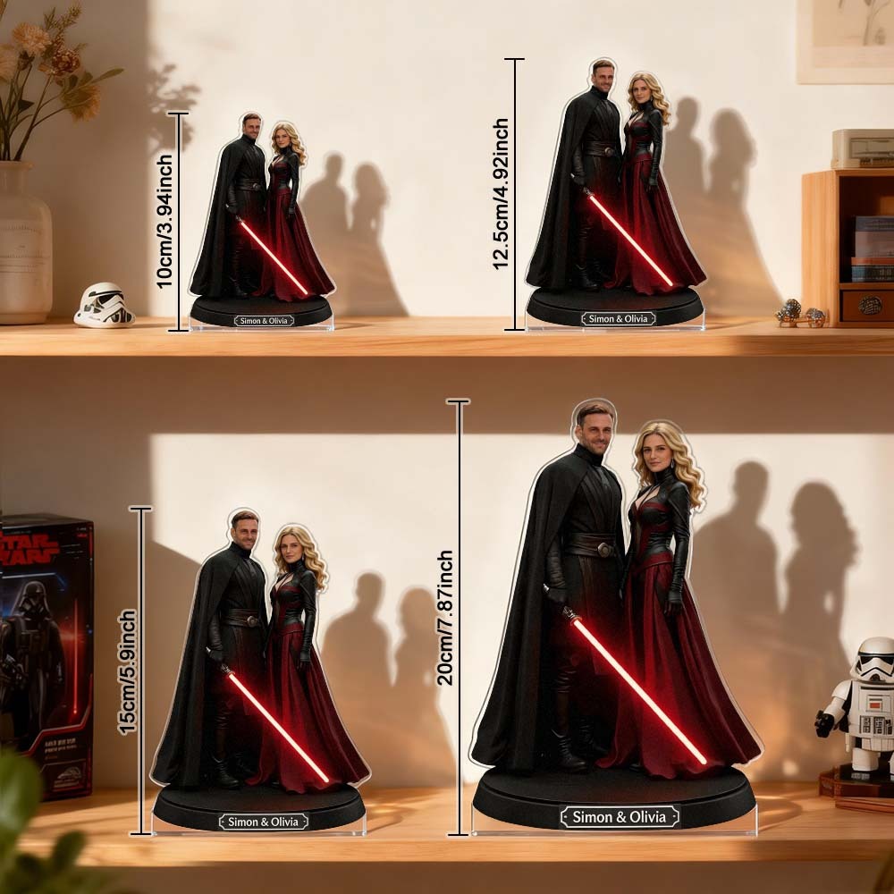 Custom Lightsaber Galactic Hero Couple Photo Acrylic Plaque Funny Gifts for Lover - MyPhotoBoxer