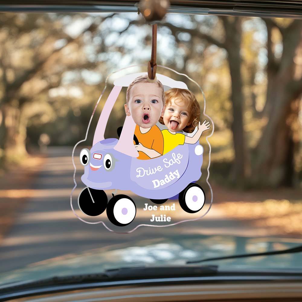 Kid Face Toy Car Drive Safe Daddy Baby Photo Face Father's Day Gift New Dad Gift 1st Fathers Day Gift For Him Two Photos - MyPhotoBoxer