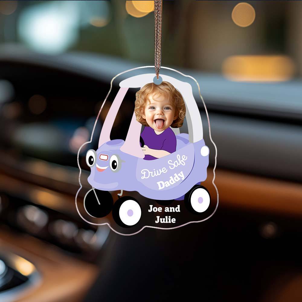 Kid Face Toy Car Drive Safe Daddy Baby Photo Face Father's Day Gift New Dad Gift 1st Fathers Day Gift For Him Two Photos - MyPhotoBoxer