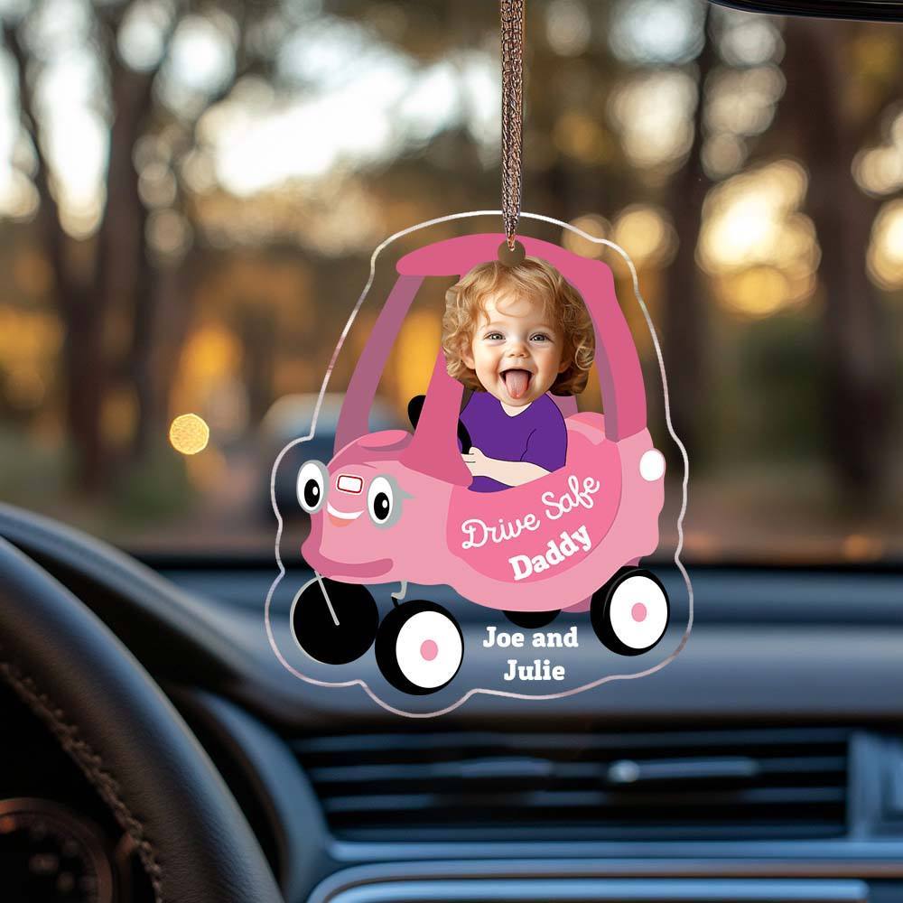 Kid Face Toy Car Drive Safe Daddy Baby Photo Face Father's Day Gift New Dad Gift 1st Fathers Day Gift For Him Two Photos - MyPhotoBoxer