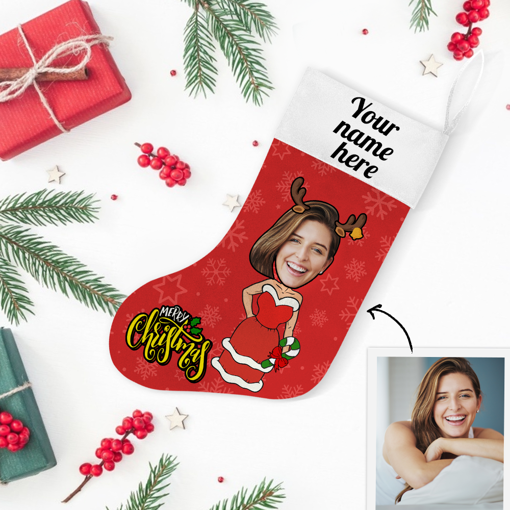 custom woman santa claus christmas stocking