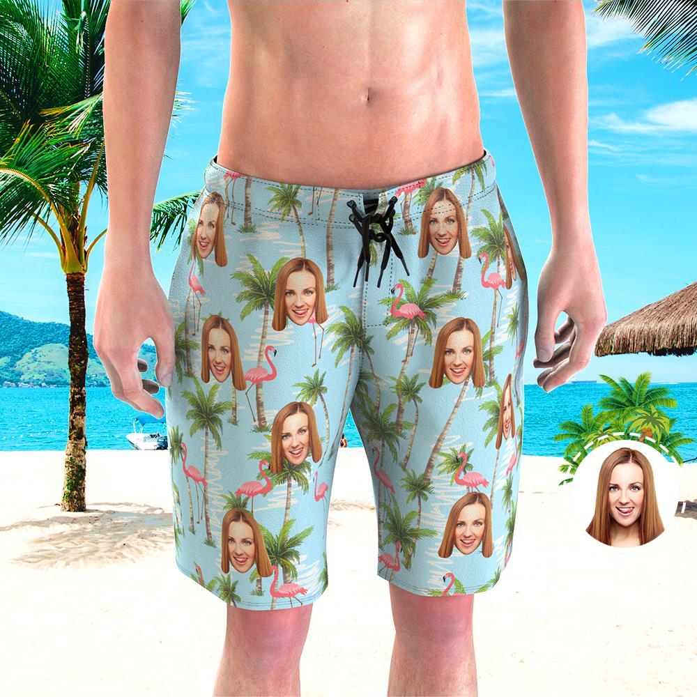 Men's Custom Face Beach Trunks Personalize Beach Shorts with Photos