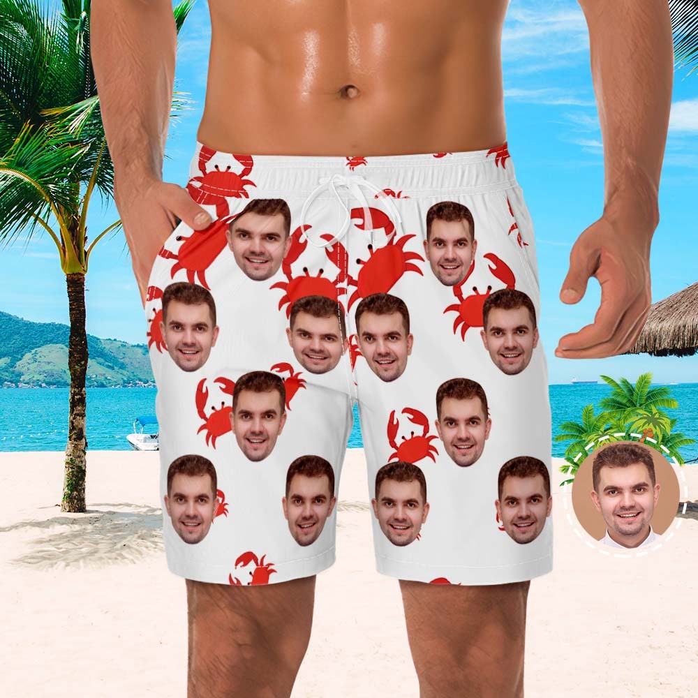 Custom Face Shorts Men's Beach Photo Shorts Little Crab Design