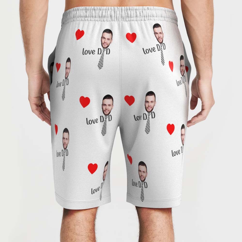 Custom Face Love Dad Beach Short Personalized Photo Swim Trunks for Father's Day