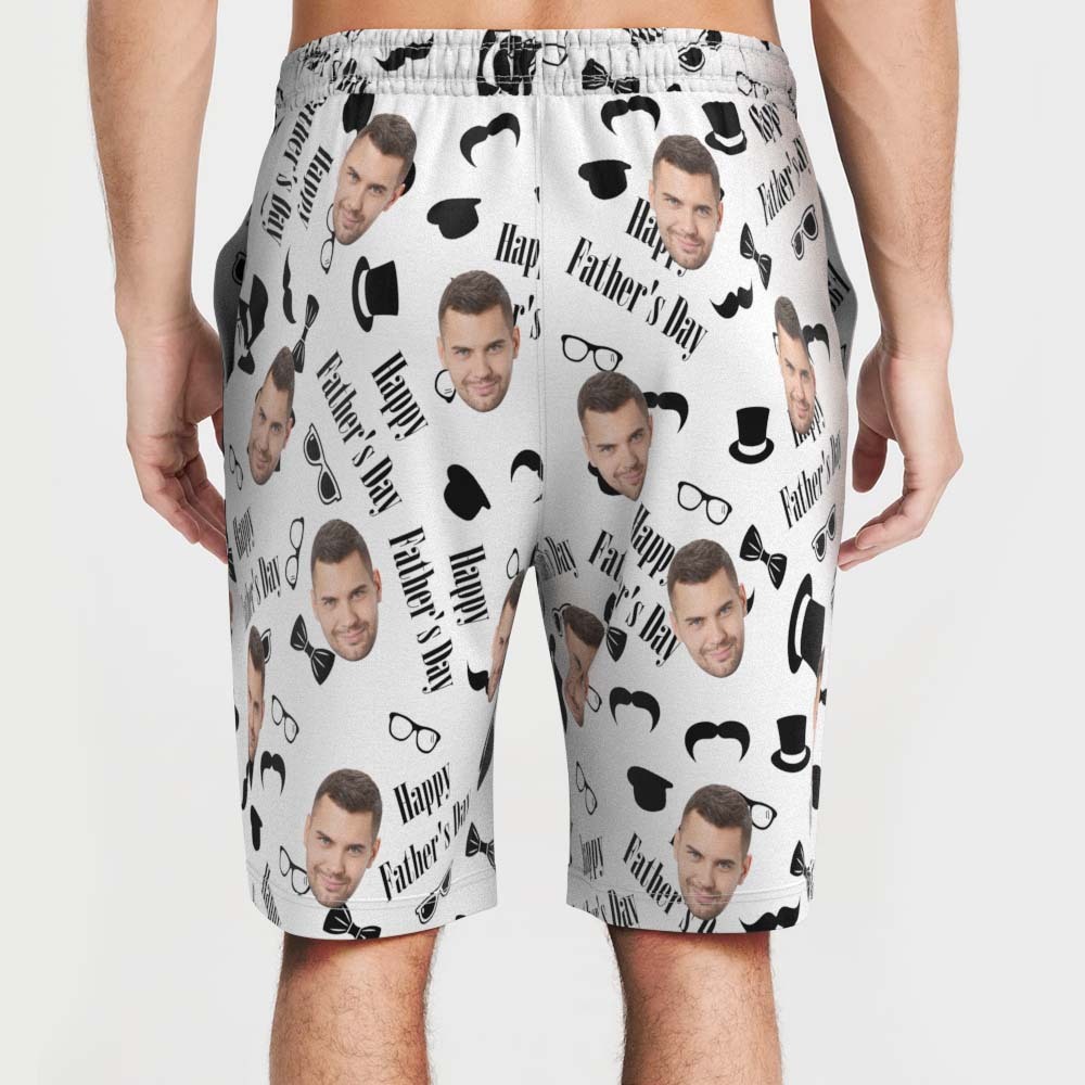 Custom Dad's Face Beach Short Personalized Photo Swim Trunks Happy Father's Day