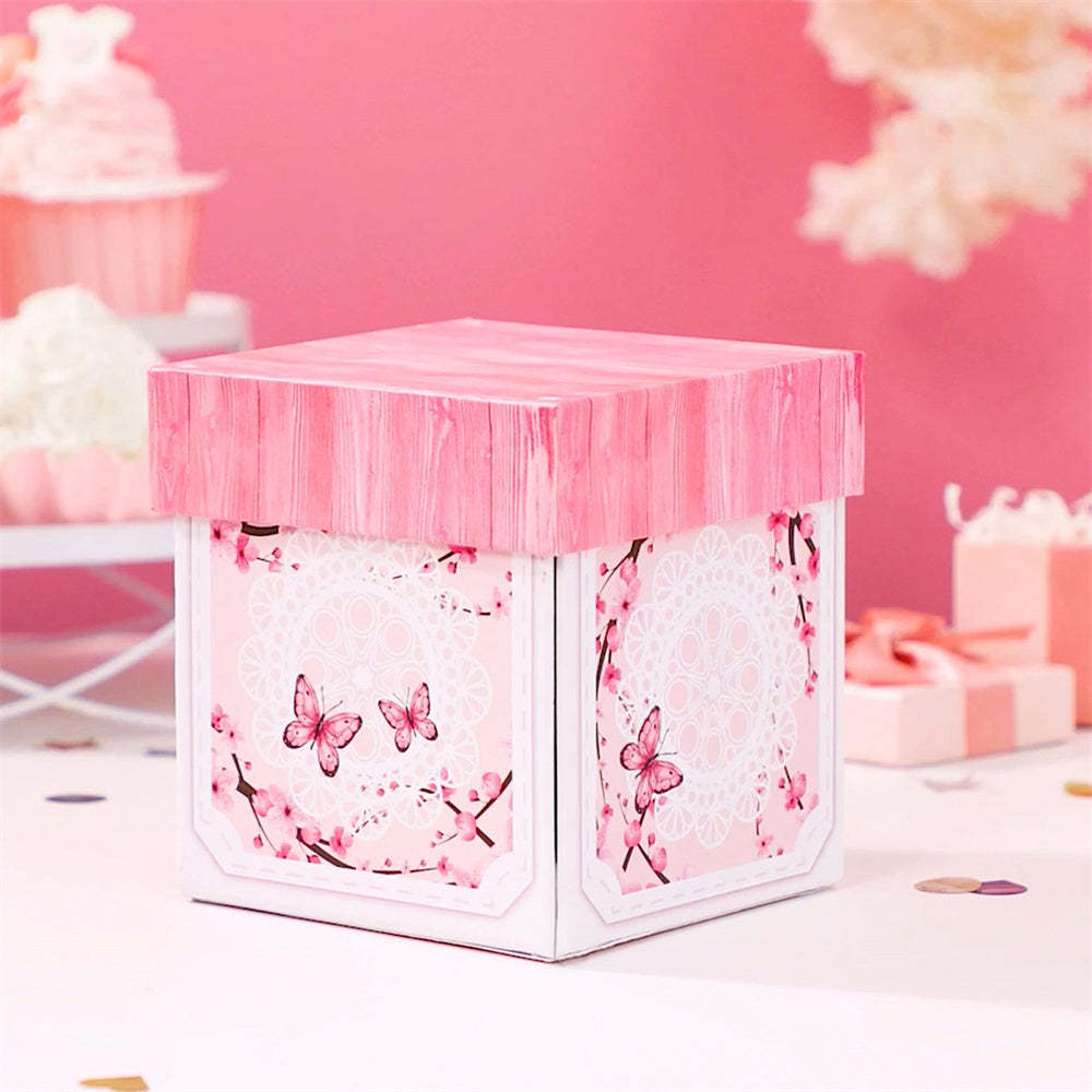 Personalized Birthday Exploding Surprise Box Card Custom Cherry Blossoms 3D Pop-Up Greeting Card - MyPhotoBoxer