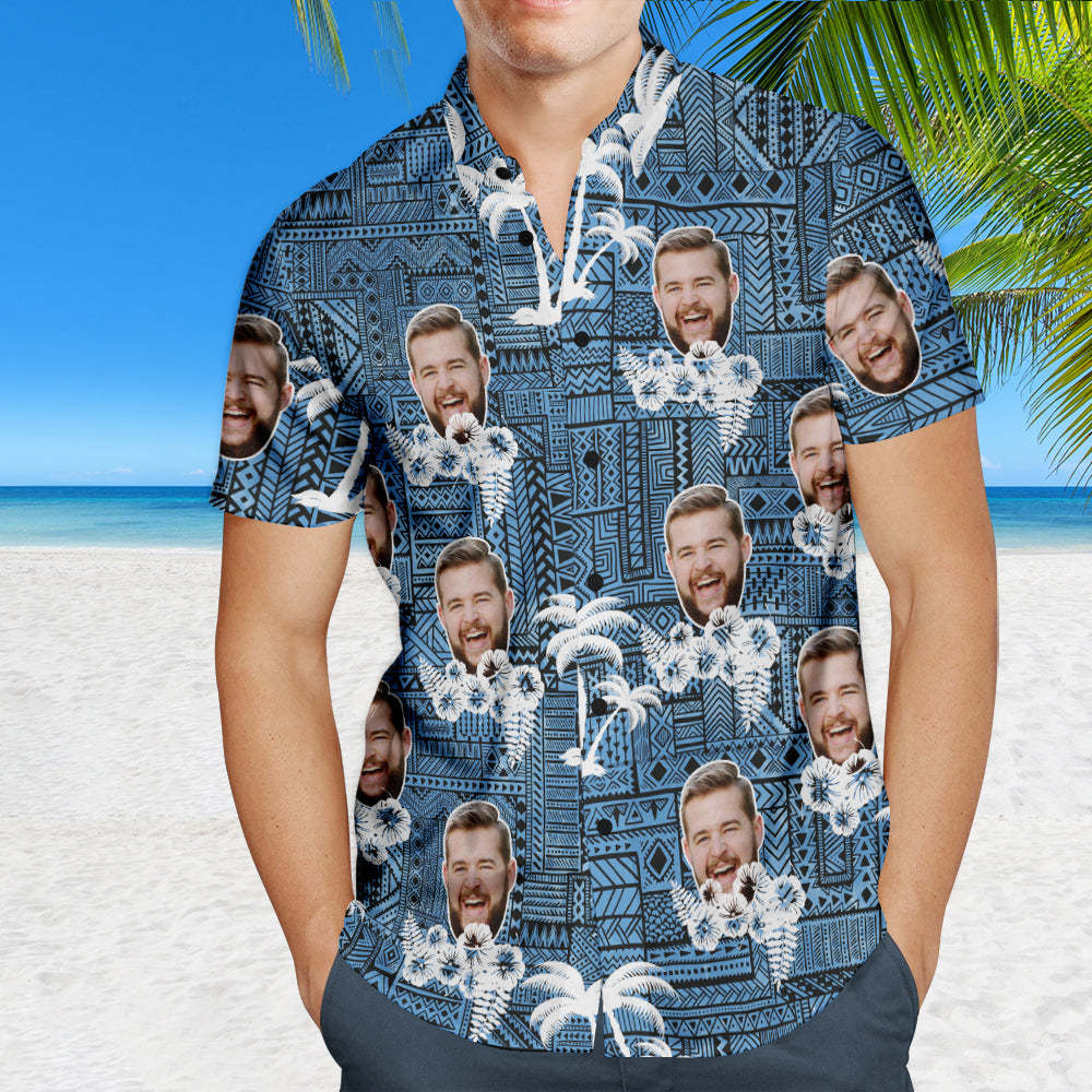 Custom Face Hawaiian Shirt Personalized Photo Summer Shirts for Men - Coconut Tree