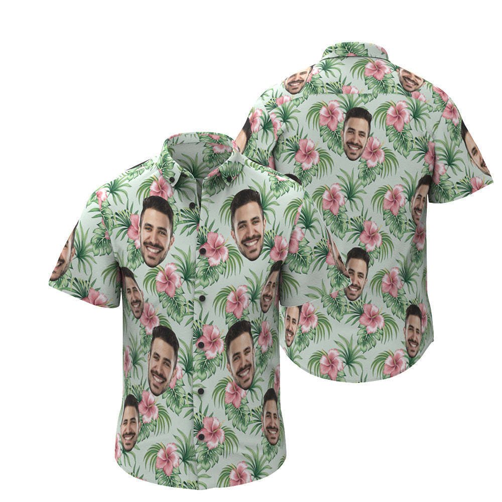 Custom Face Hawaiian Shirt Personalized Men's Photo Tropical Aloha Shirt Vacation Party Gift