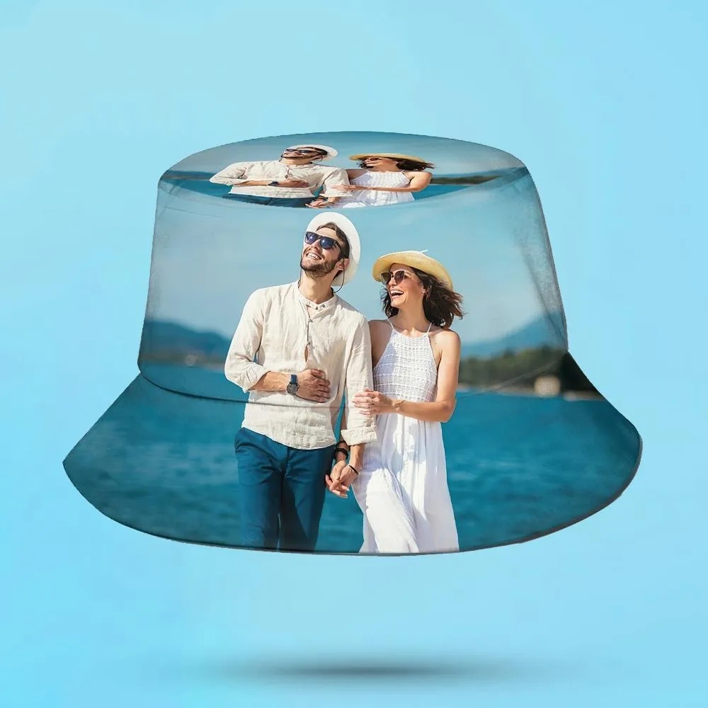 Custom Bucket Hat Unisex Photo Bucket Hat Personalise Wide Brim Outdoor Summer Cap Hiking Beach Sports Hats Gift for Lover