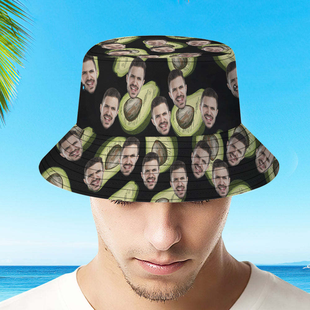 Custom Face Bucket Hat Unisex Personalized Photo Summer Cap Avocado Hiking Beach Hats Gift for Lover