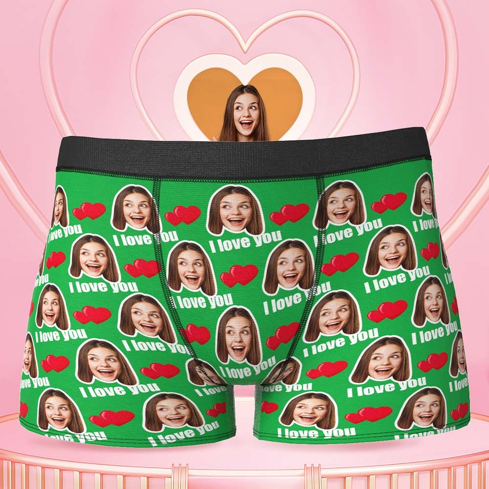 Personalized Face Boxers Custom Heart Photo Boxers Valentine's Day Gift For Him