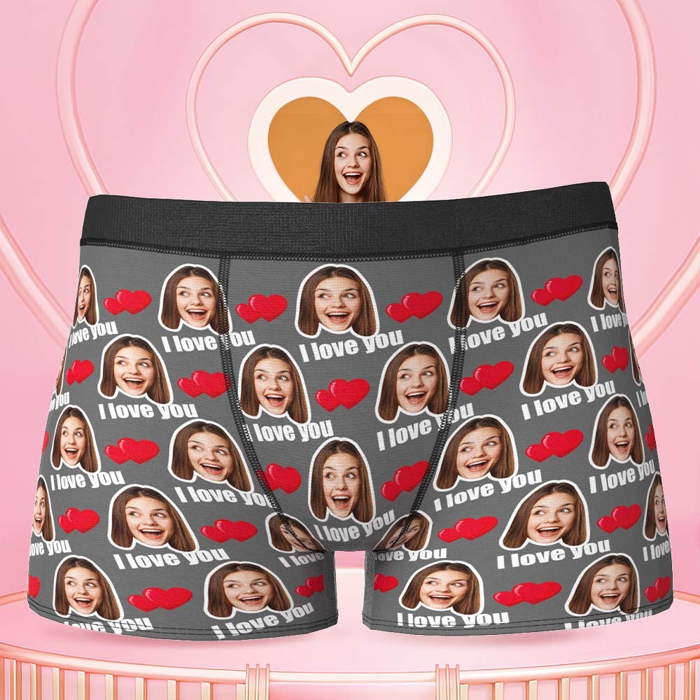 Personalized Face Boxers Custom Heart Photo Boxers Valentine's Day Gift For Him