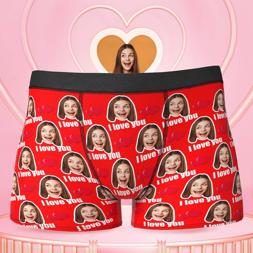 Personalized Face Boxers Custom Heart Photo Boxers Valentine's Day Gift For Him