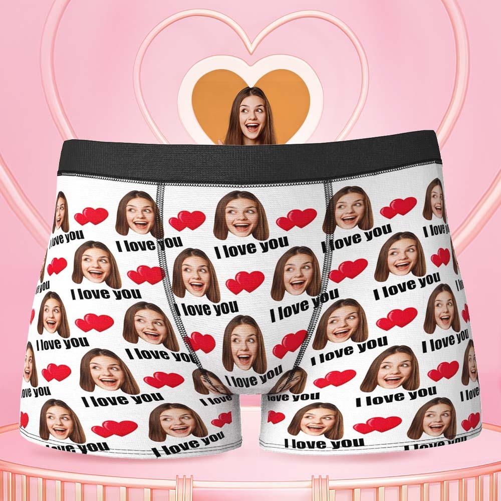 Personalized Face Boxers Custom Heart Photo Boxers Valentine's Day Gift For Him