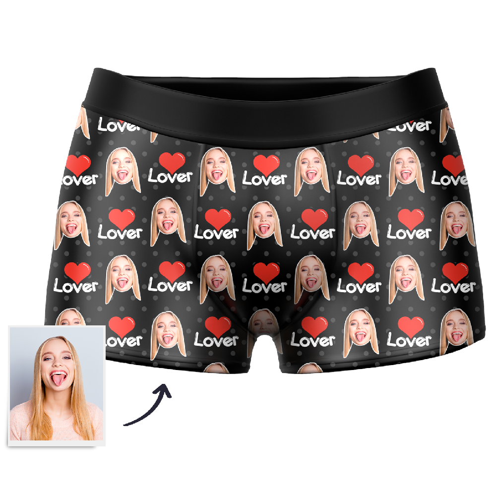Custom Face Boxer - My Face Boxers Shorts Underwear-love heart