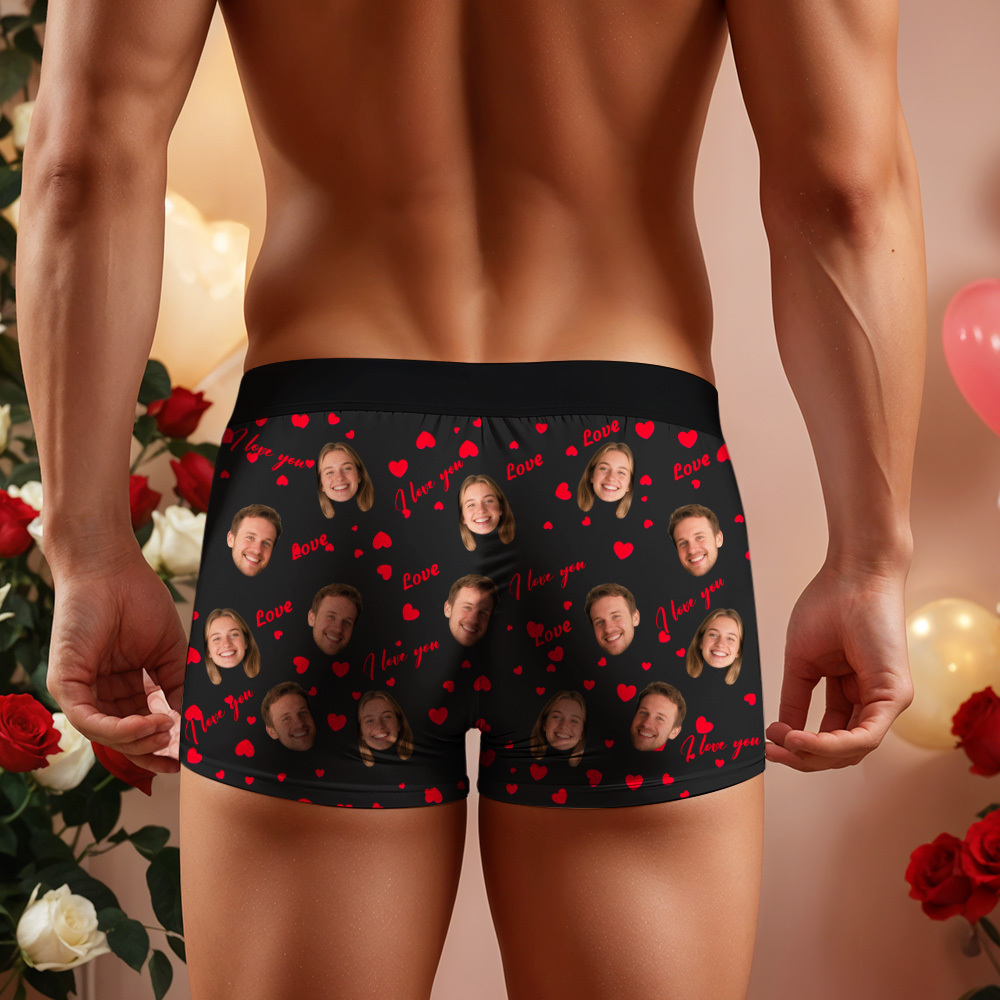 Personalized Men Boxers with Face, Custom Face Boxer Briefs, Happy Valentine's Day, Valentine’s Day Gift for Him - MyPhotoBoxer