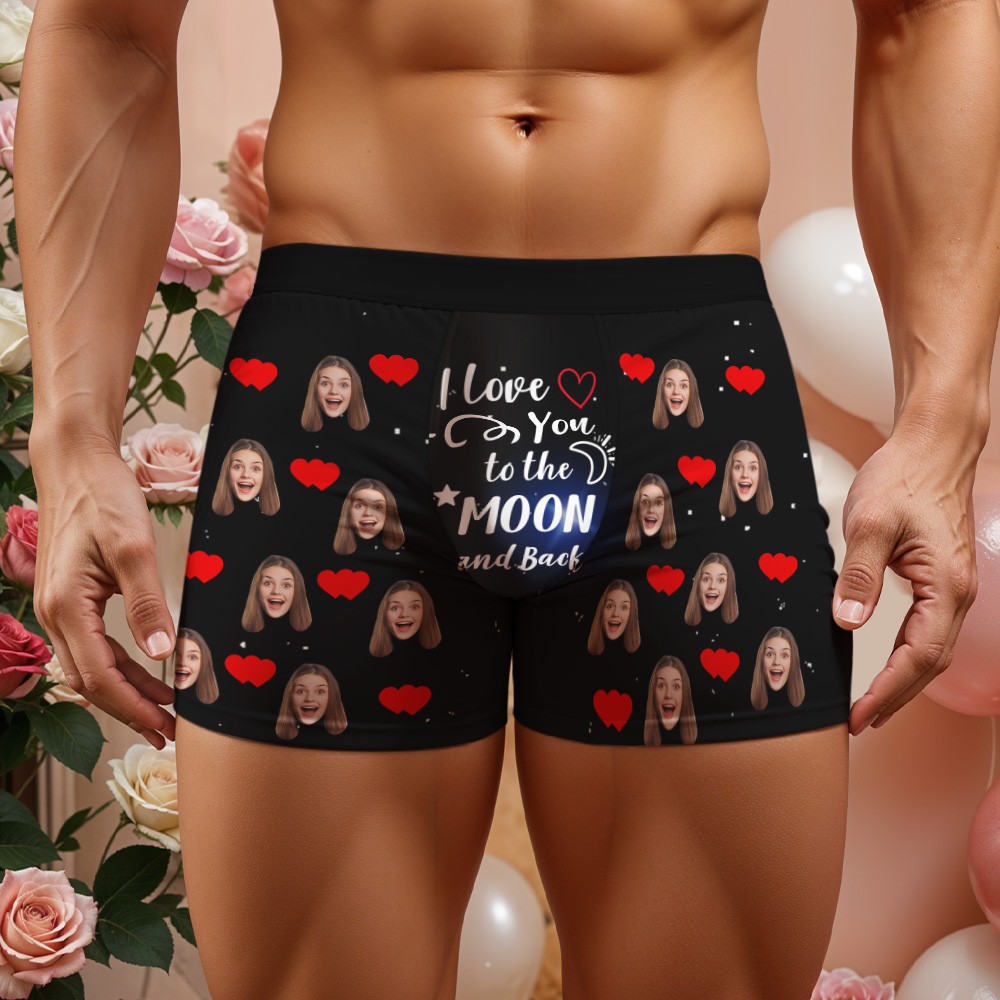 Personalized Men Boxers with Face, Custom Face Boxer Briefs, Happy Valentine's Day, Valentine’s Day Gift for Him