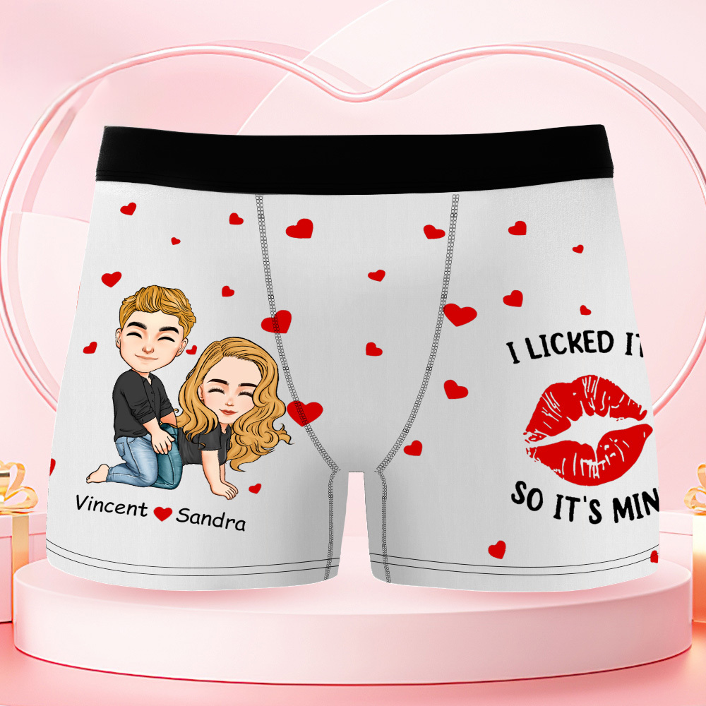 Personalized Men's Boxer Briefs I Licked It So It's Mine Naughty Couple - MyPhotoBoxer