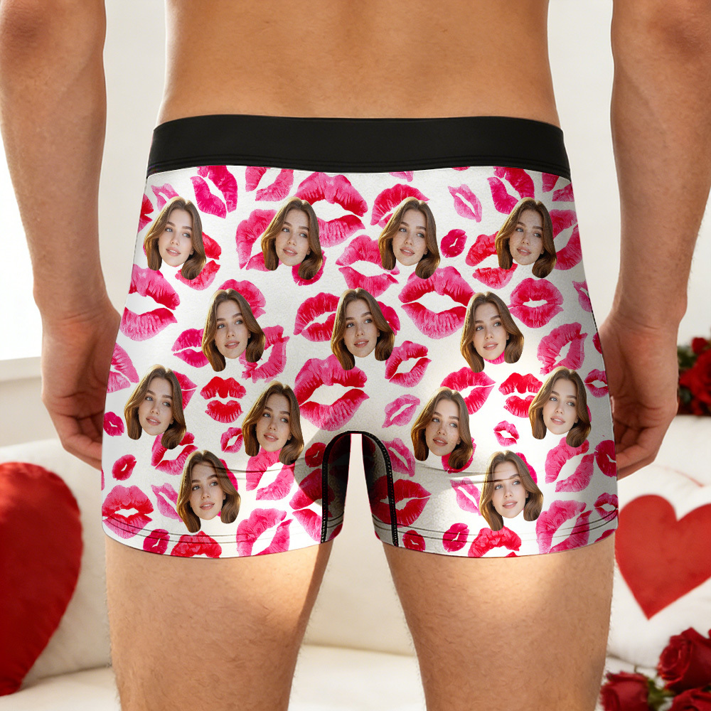 Custom Valentine's Boxer, Custom Man Underwear, Personalized Couple Gift, Custom Husband Boxer with Face - MyPhotoBoxer