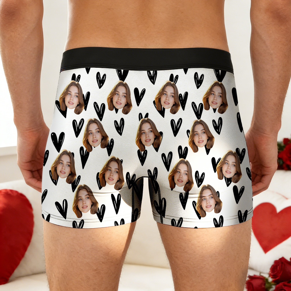 Custom Valentine's Boxer, Custom Man Underwear, Personalized Couple Gift, Custom Husband Boxer with Face - MyPhotoBoxer
