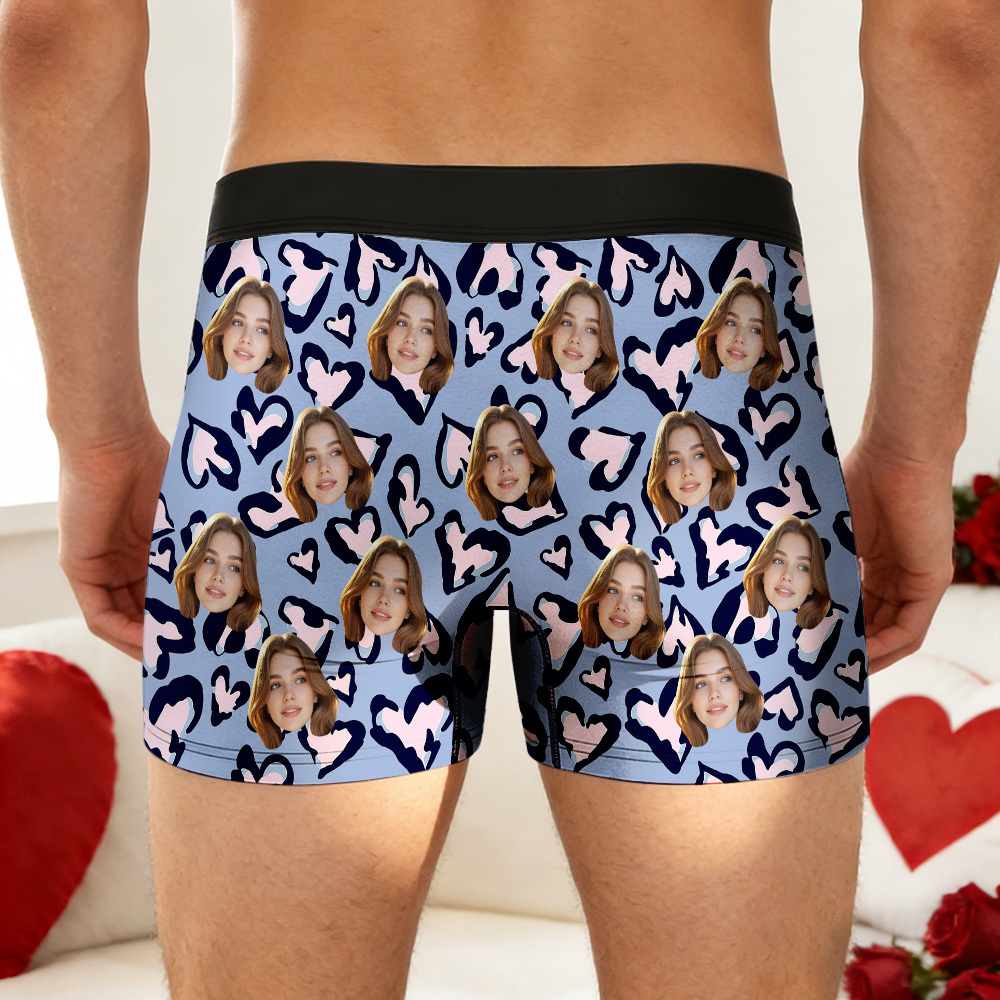 Custom Valentine's Boxer, Custom Man Underwear, Personalized Couple Gift, Custom Husband Boxer with Face - MyPhotoBoxer