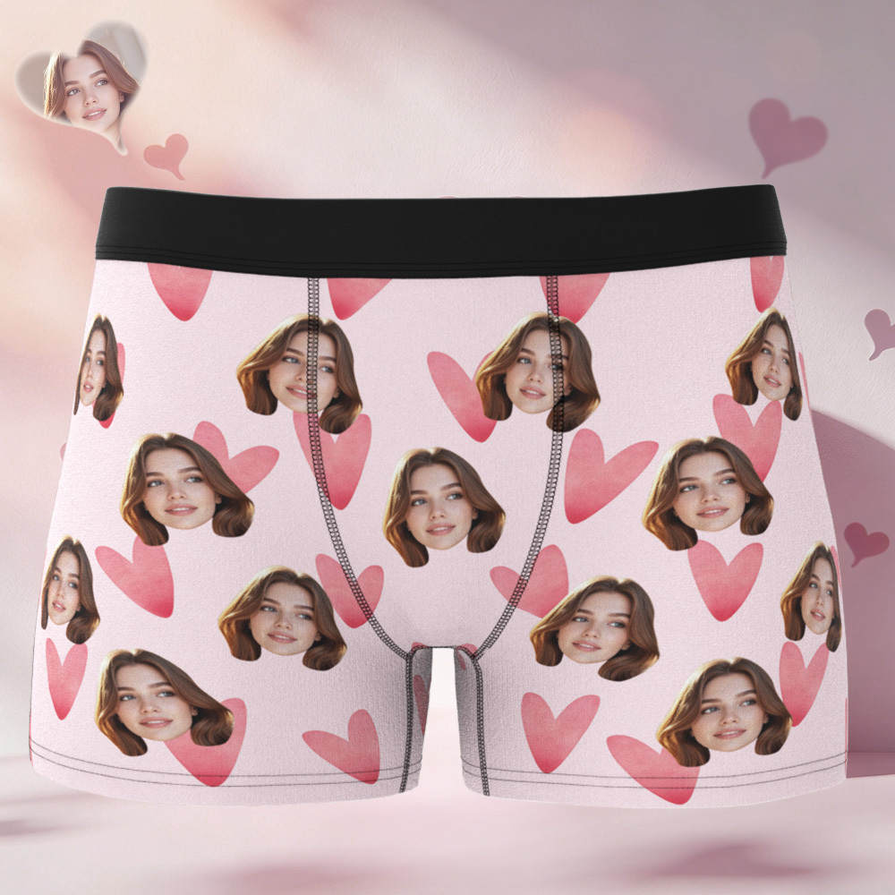 Custom Valentine's Boxer, Custom Man Underwear, Personalized Couple Gift, Custom Husband Boxer with Face - MyPhotoBoxer