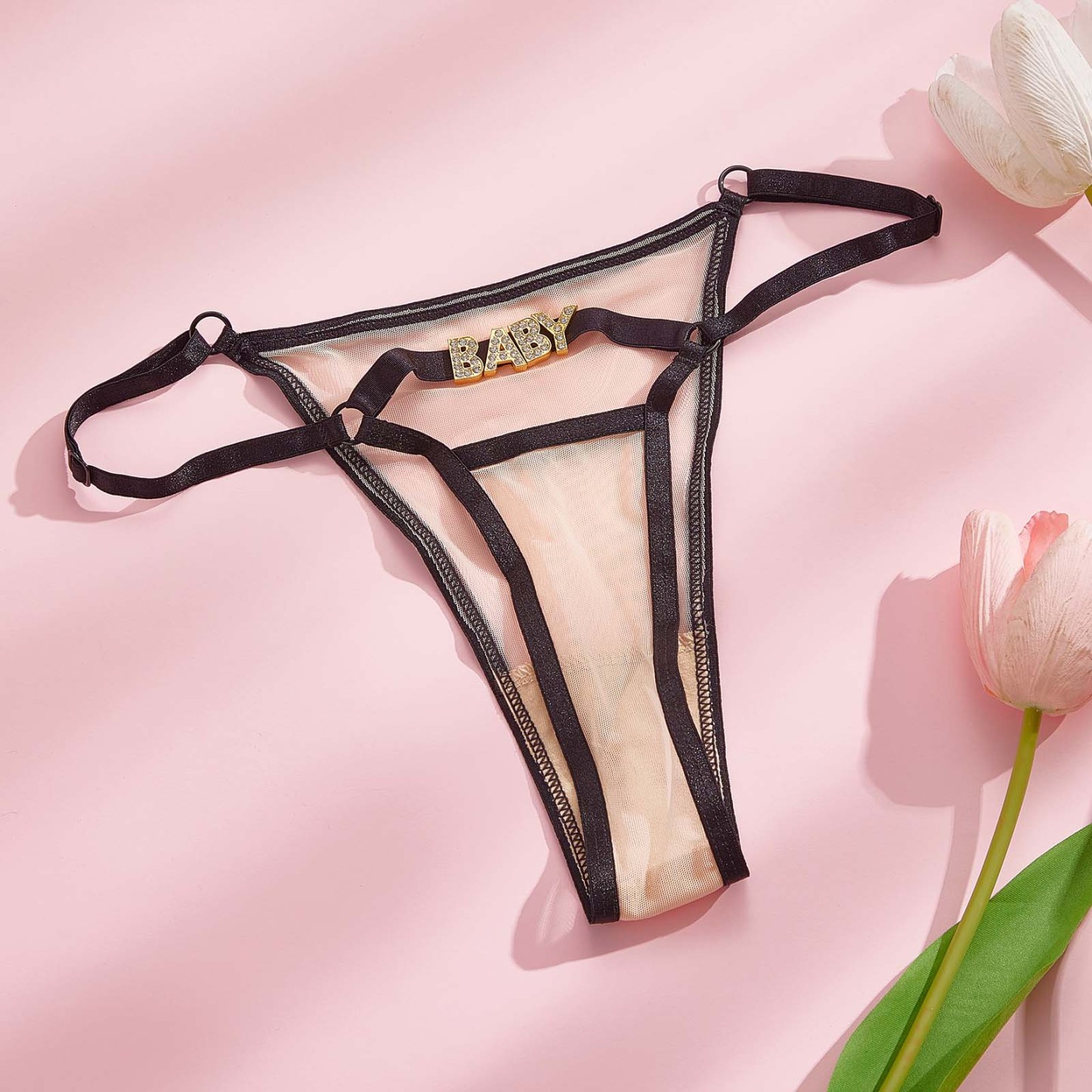 Custom Rhinestone Alphabet Thong Sexy Temptation Thong - MyPhotoBoxer