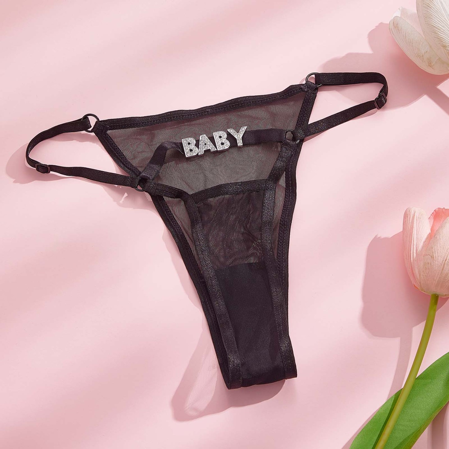 Custom Rhinestone Alphabet Thong Sexy Temptation Thong - MyPhotoBoxer