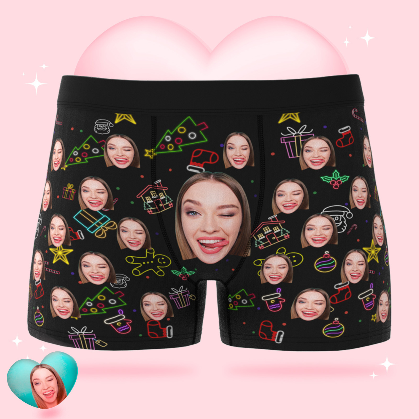 Personalized Funny Face Boxers Custom Photo Underwear Gift For Men Christmas Gift