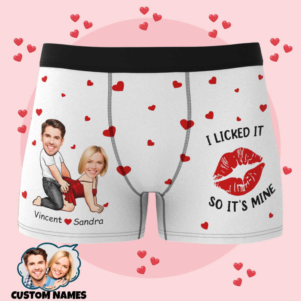 Personalized Men's Boxer Briefs I Licked It So It's Mine Naughty Couple - MyPhotoBoxer