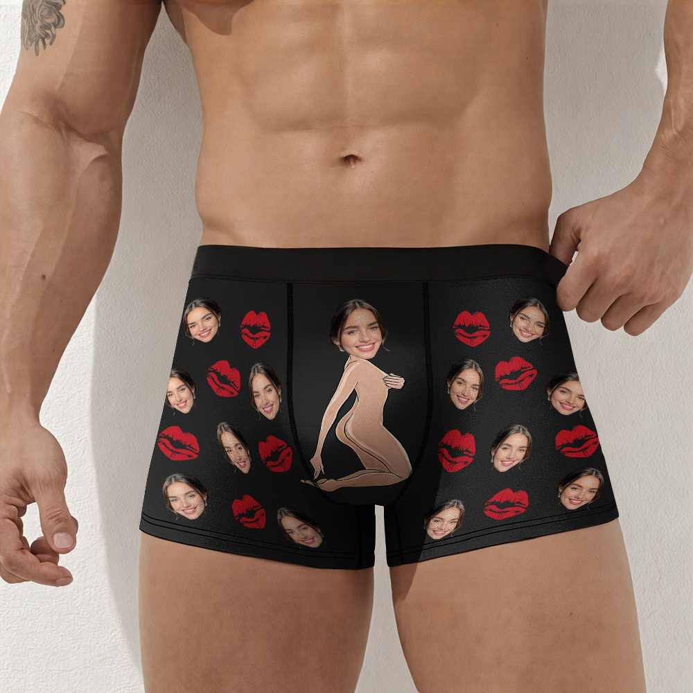 Personalize Boxers with Face for Husband/Boyfriend, Custom Boxer Briefs, Face Underwear, Underwear with Photo, Anniversary/Birthday Gift for Him - MyPhotoBoxer