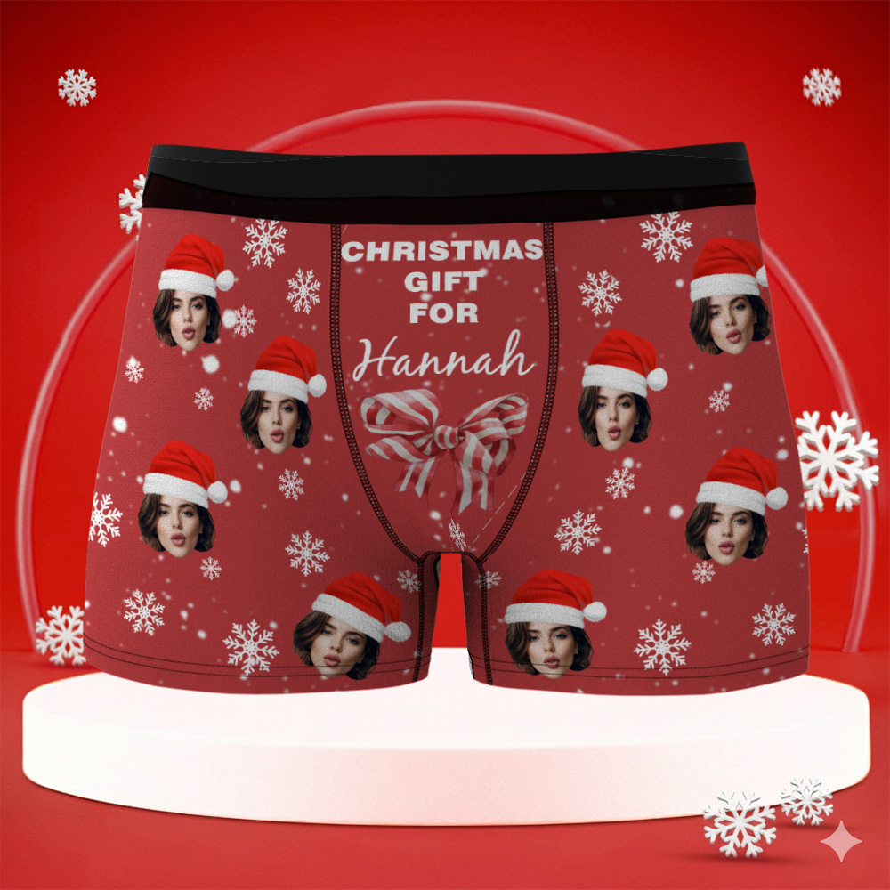 Custom Christmas Men Boxers with Face, Funny Personalized Underwear Gift for Boyfriend, Husband, or Couples - MyPhotoBoxer