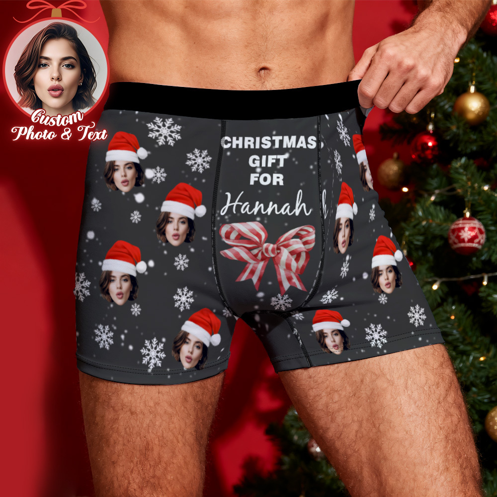 Custom Christmas Men Boxers with Face, Funny Personalized Underwear Gift for Boyfriend, Husband, or Couples - MyPhotoBoxer