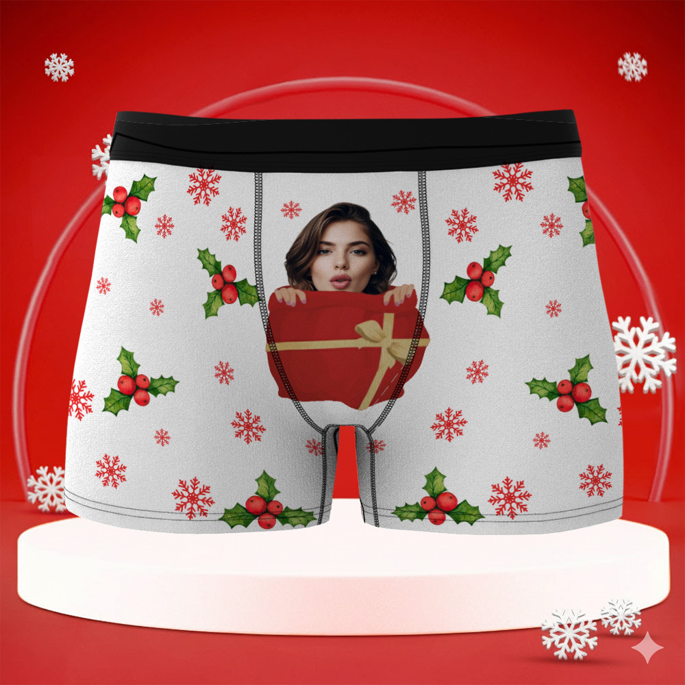 Custom Christmas Men Boxers with Face, Funny Personalized Underwear Gift for Boyfriend or Husband - MyPhotoBoxer