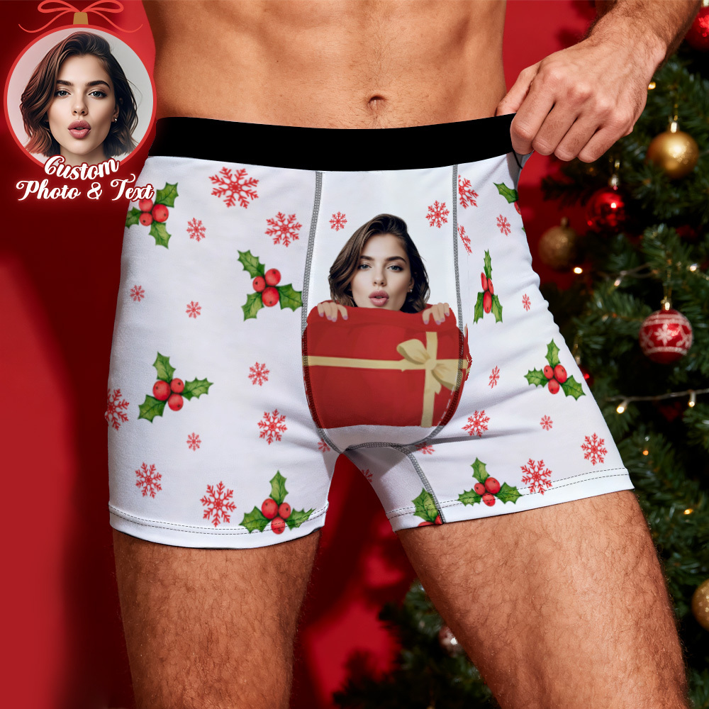 Custom Christmas Men Boxers with Face, Funny Personalized Underwear Gift for Boyfriend or Husband - MyPhotoBoxer