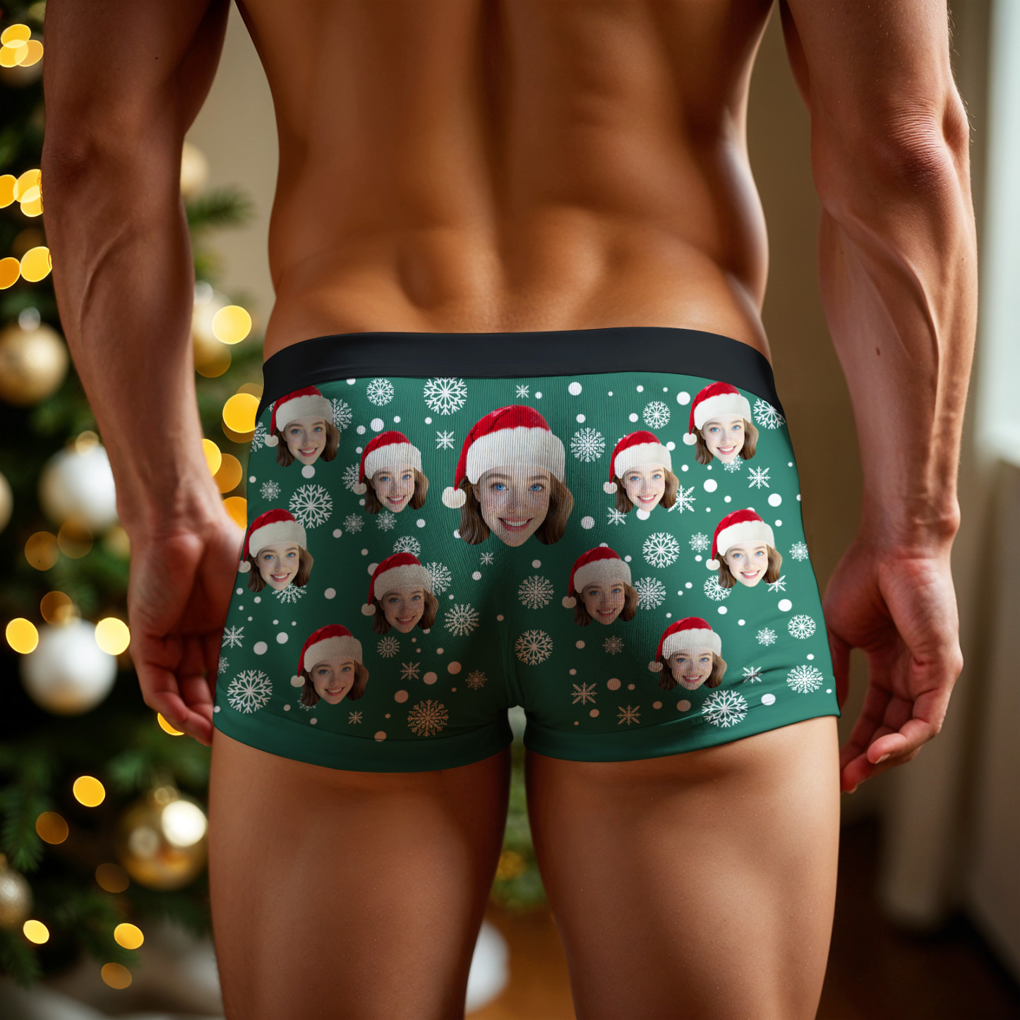Personalized Christmas Face Underwear Only You Can Make It Snow Funny Custom Boxer Shorts Best Gift for Him - MyPhotoBoxer
