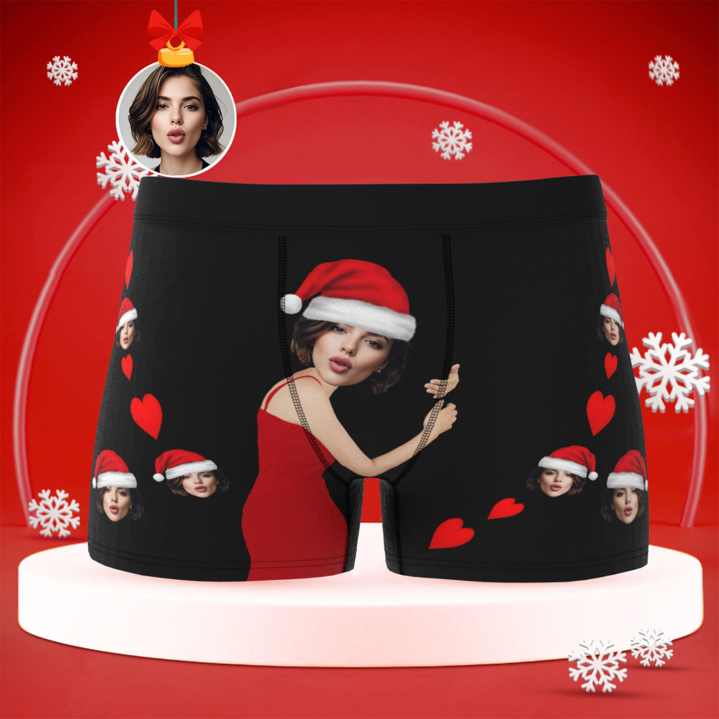 Personalized Christmas Men Boxers with Face, Funny Personalized Underwear Gift for Boyfriend, Husband, or Couples - MyPhotoBoxer
