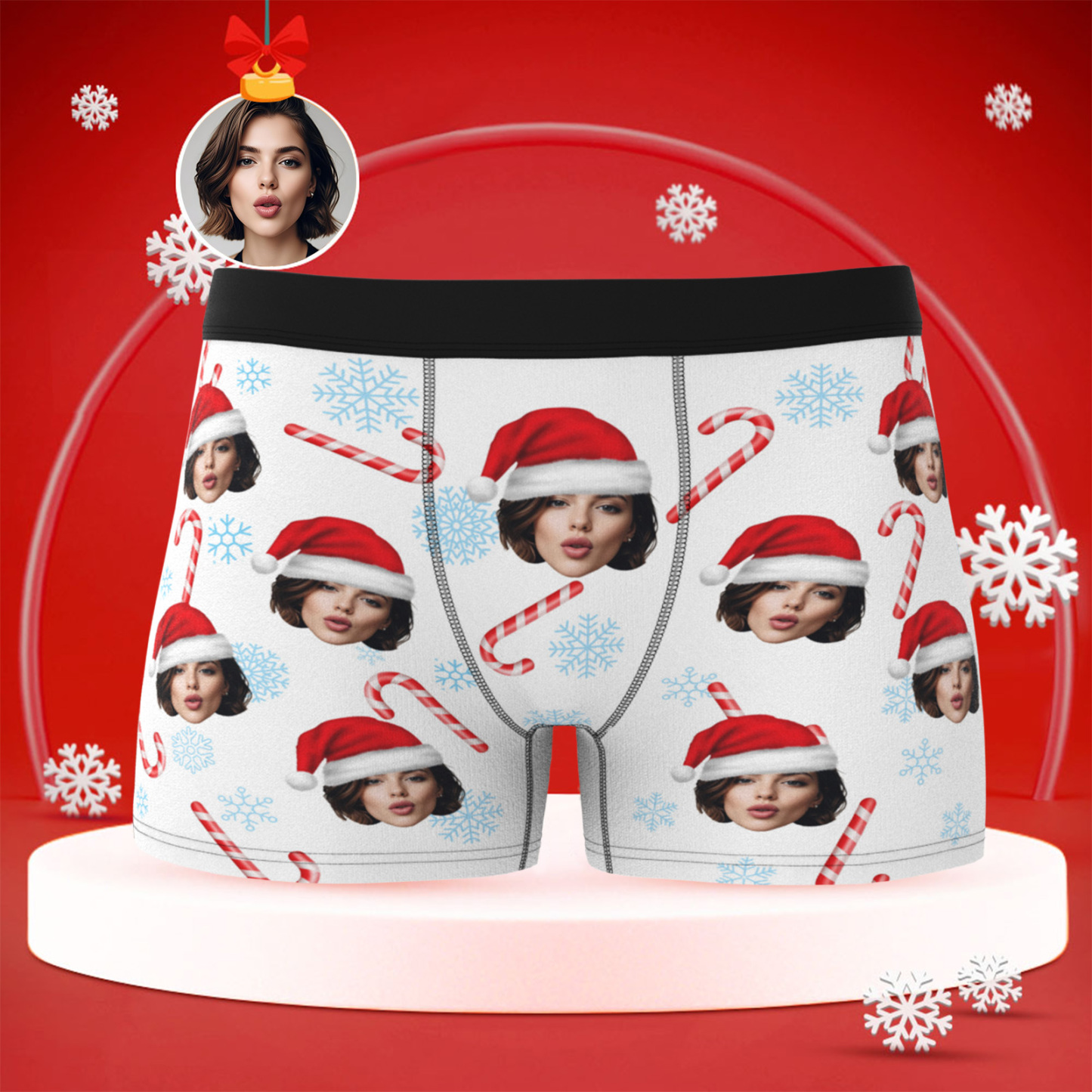 Personalized Christmas Men Boxers with Face, Funny Personalized Underwear Gift for Boyfriend, Husband, or Couples - MyPhotoBoxer