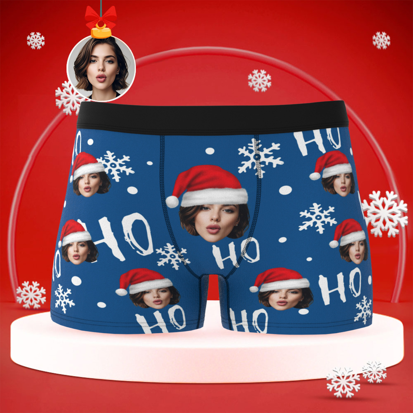 Custom Christmas Men Boxers with Face Best Gift for Boyfriend, Husband, or Couples - MyPhotoBoxer