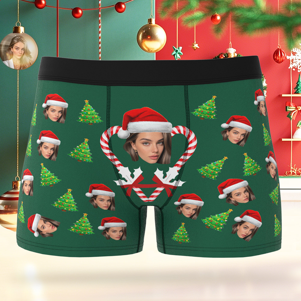 Personalized Christmas Men Boxers with Face, Funny Personalized Underwear Gift for Boyfriend, Husband, or Couples - MyPhotoBoxer