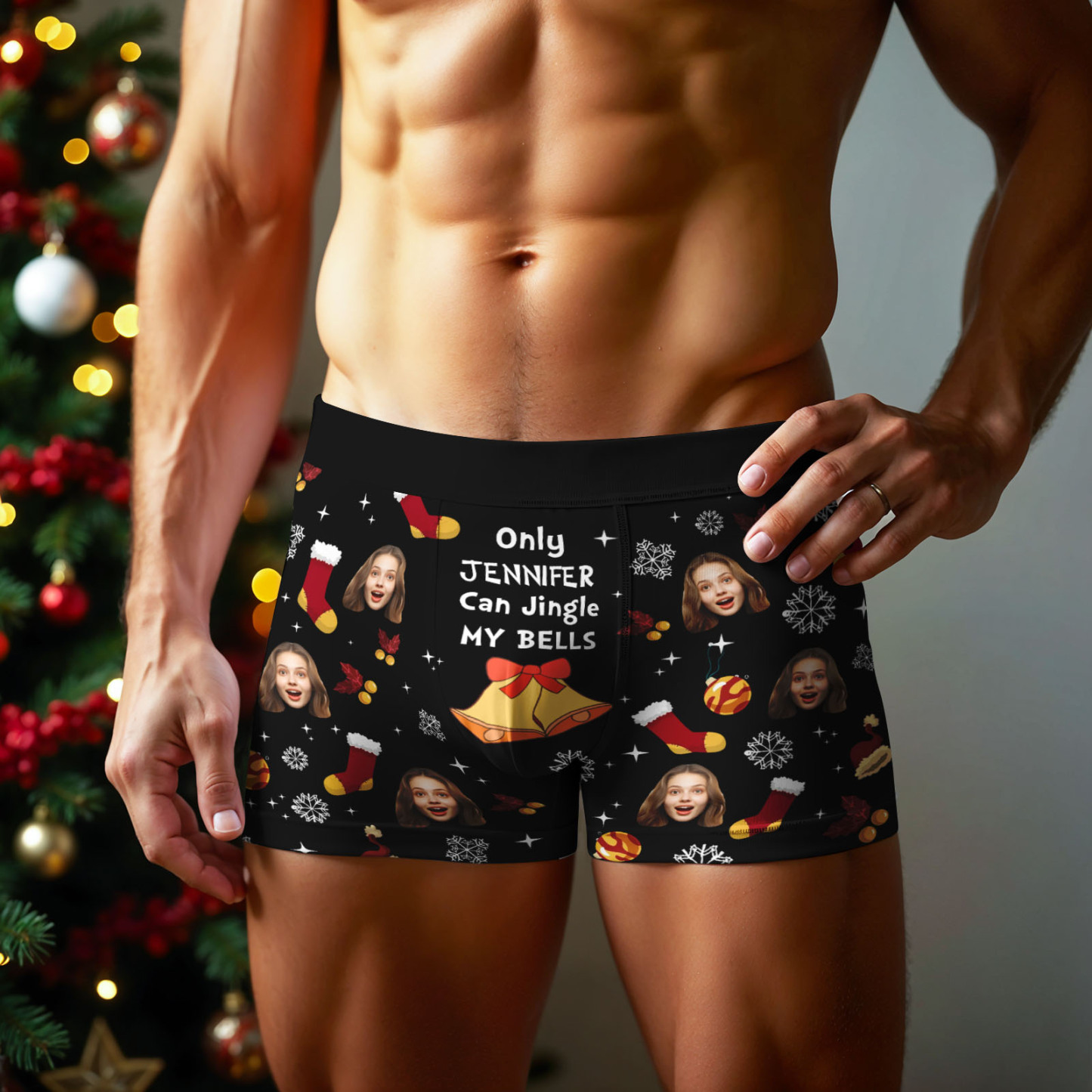 Custom Christmas Men Boxers with Face, Funny Personalized Underwear Gift for Boyfriend or Husband - MyPhotoBoxer