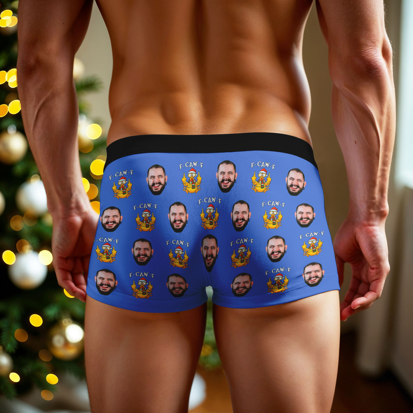 Custom Christmas F-CAW-F Boxer Briefs Cheeky Christmas Custom Boxers Best Gift for Him - MyPhotoBoxer