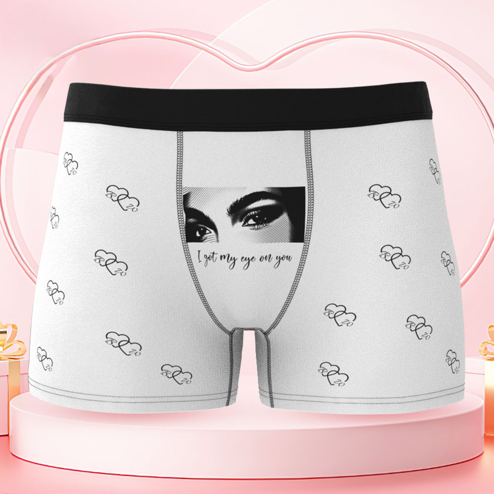 Your Eyes on His Underwear, Personalized Men’s Boxer Briefs, Personalized Boxer with Custom Eyes Print, Fun Romantic Gift for Boyfriend