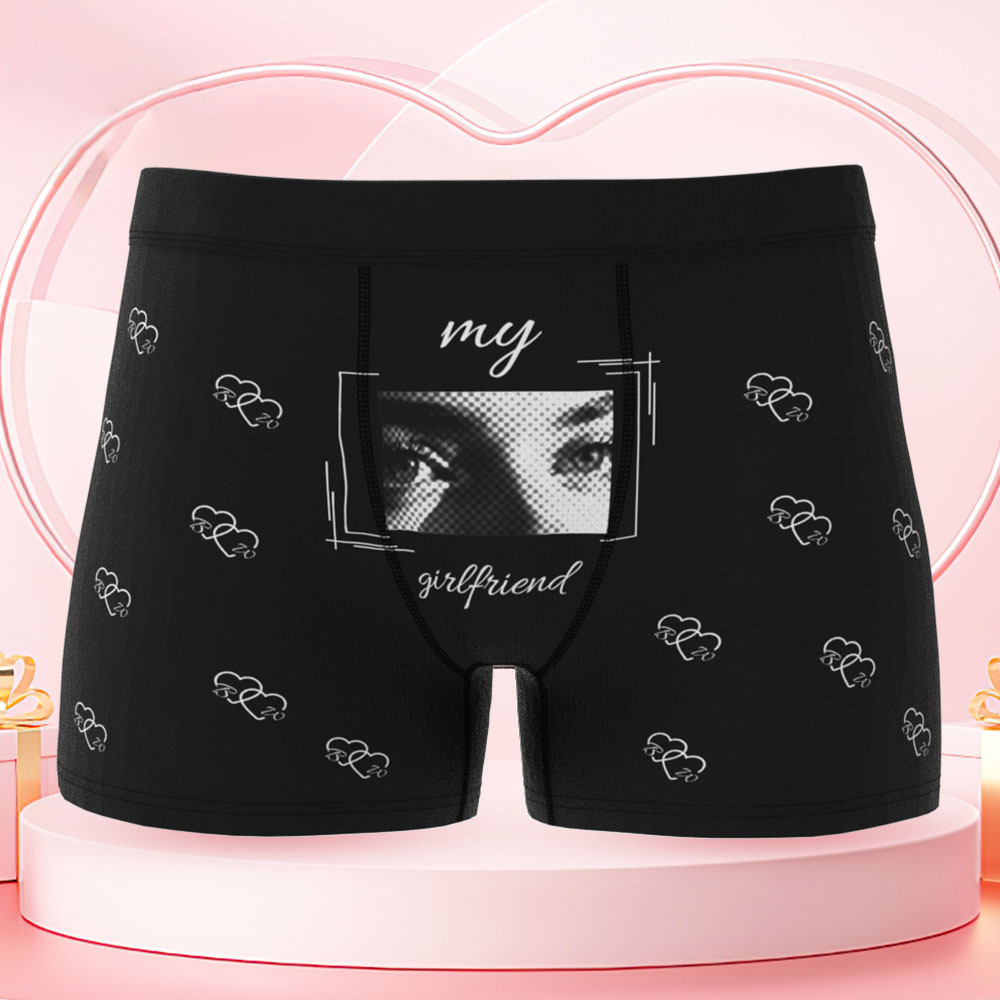 Your Eyes on His Underwear, Personalized Men’s Boxer Briefs, Personalized Boxer with Custom Eyes Print, Fun Romantic Gift for Boyfriend