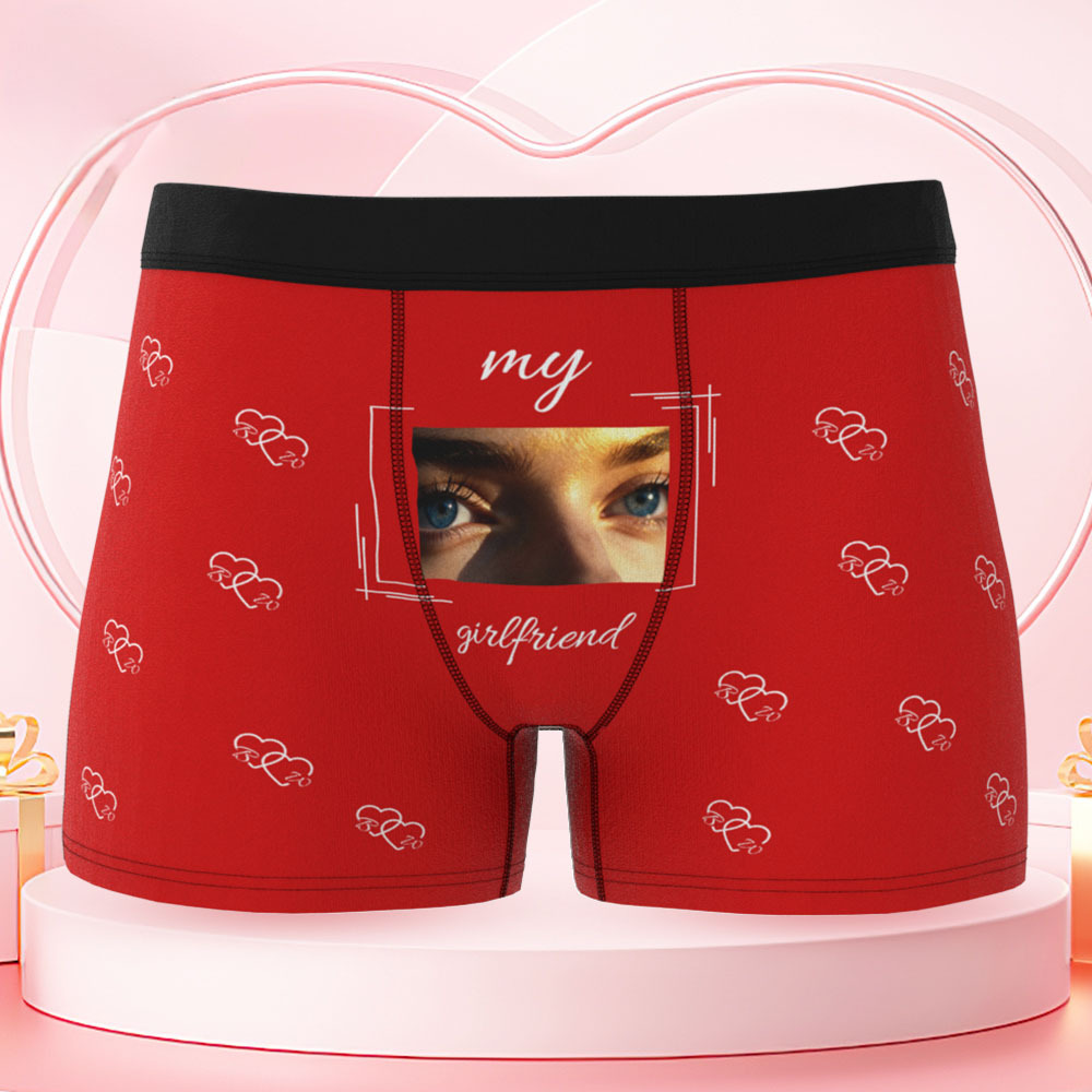 Your Eyes on His Underwear, Personalized Men’s Boxer Briefs, Personalized Boxer with Custom Eyes Print, Fun Romantic Gift for Boyfriend