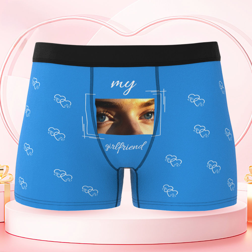 Your Eyes on His Underwear, Personalized Men’s Boxer Briefs, Personalized Boxer with Custom Eyes Print, Fun Romantic Gift for Boyfriend