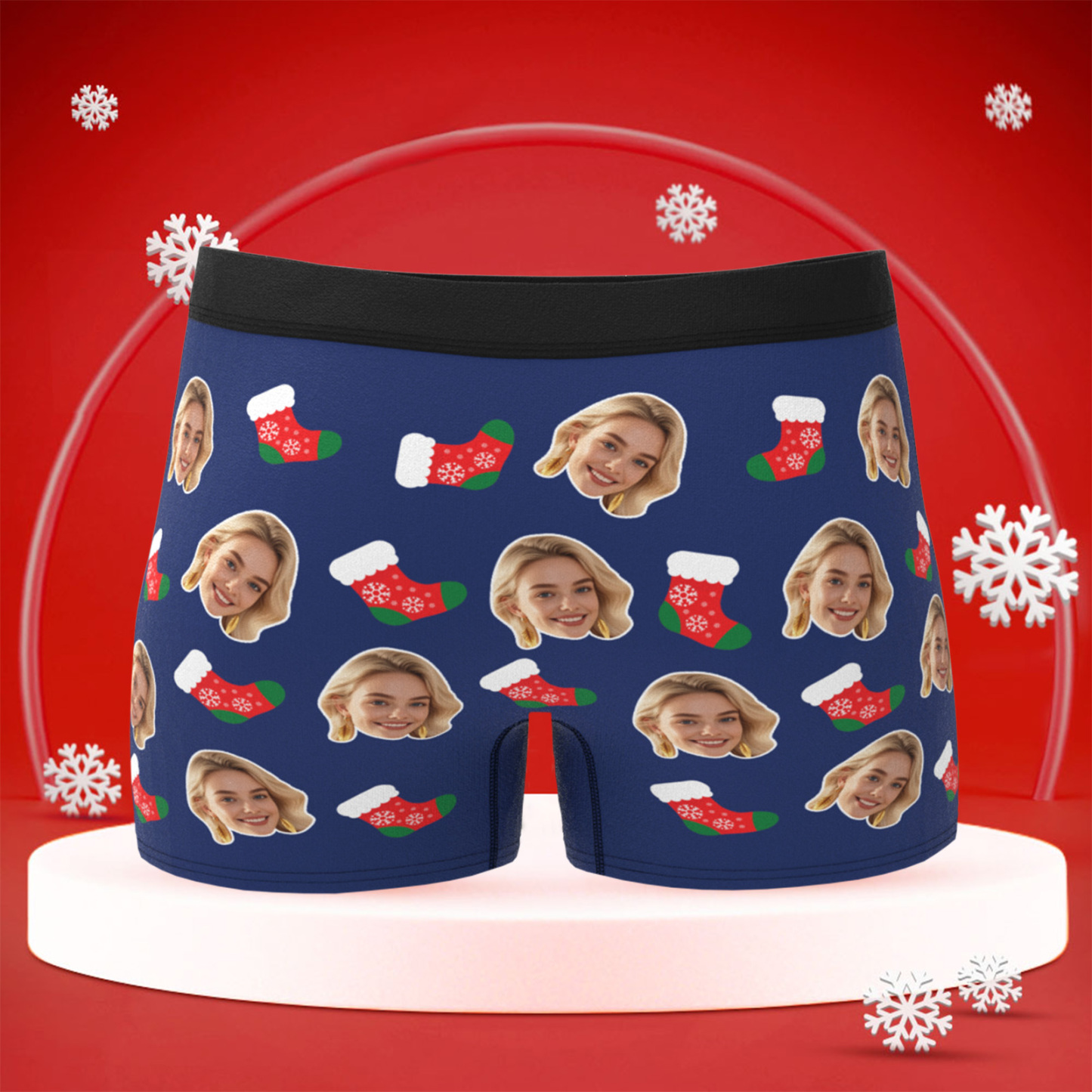 Custom Christmas Face Boxer Briefs, Funny Personalized Gift "Only You Can Hold It", Best Holiday Gift for Boyfriend, Husband, or Couples - MyPhotoBoxer