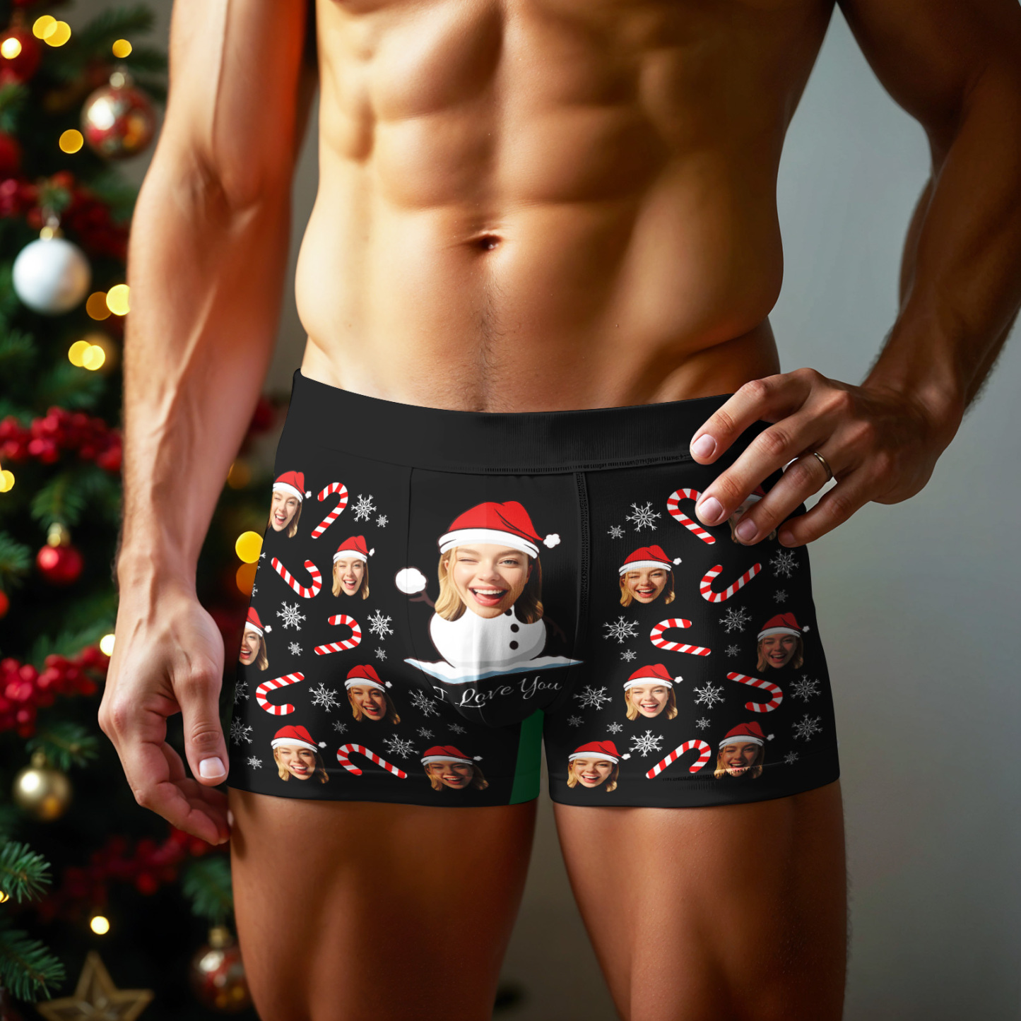 Personalized Christmas Men Boxers with Face, Funny Personalized Underwear Gift for Boyfriend, Husband, or Couples - MyPhotoBoxer