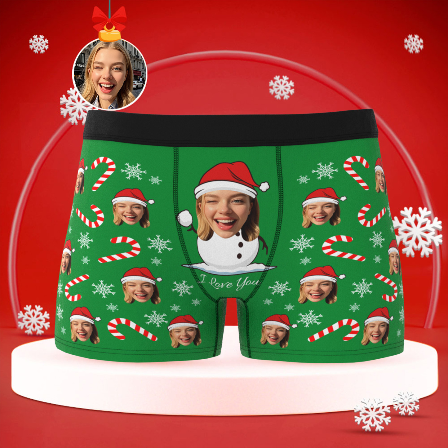 Personalized Christmas Men Boxers with Face, Funny Personalized Underwear Gift for Boyfriend, Husband, or Couples - MyPhotoBoxer