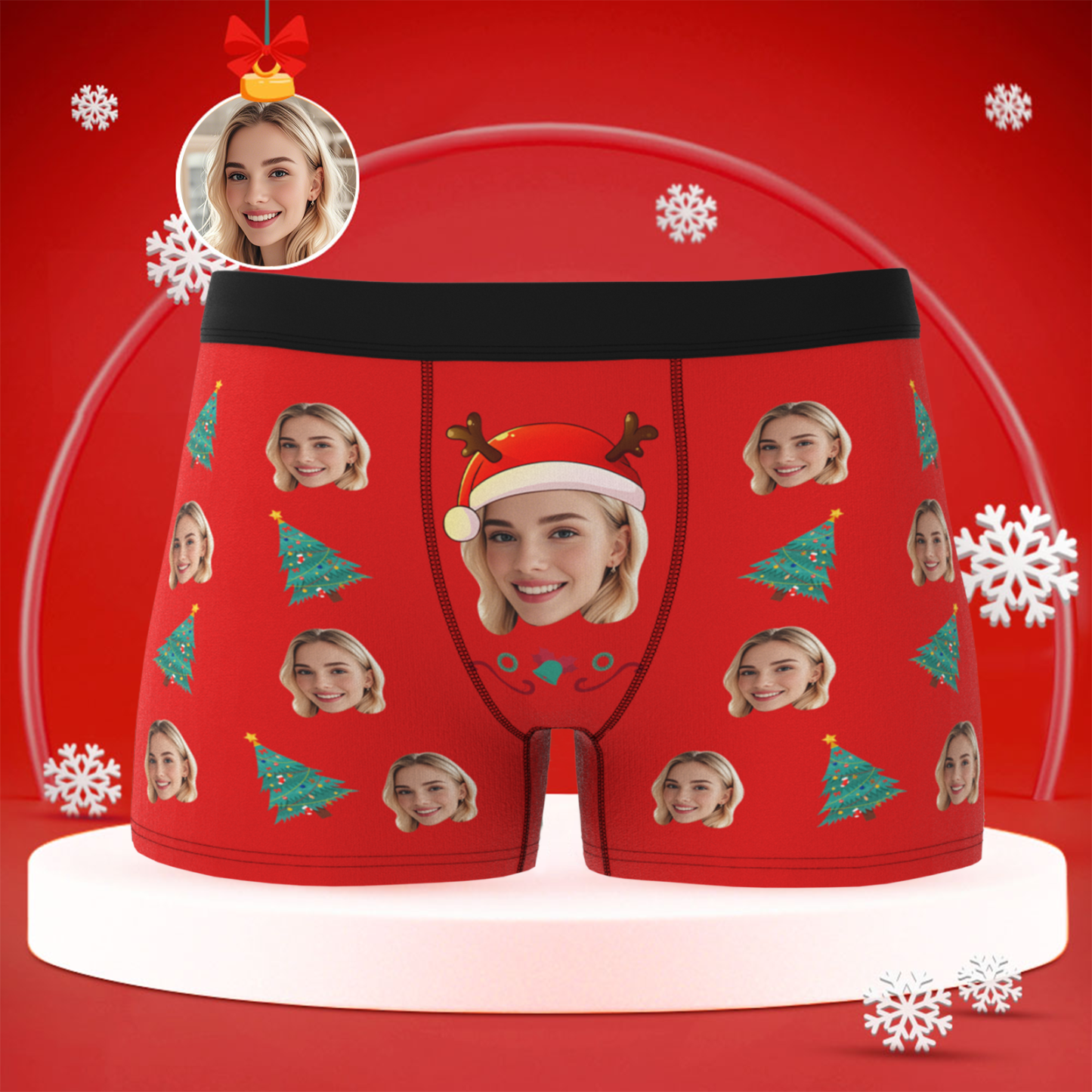 Personalized Christmas Men Boxers with Face, Best Christmas Gift for Boyfriend, Husband, or Couples - MyPhotoBoxer
